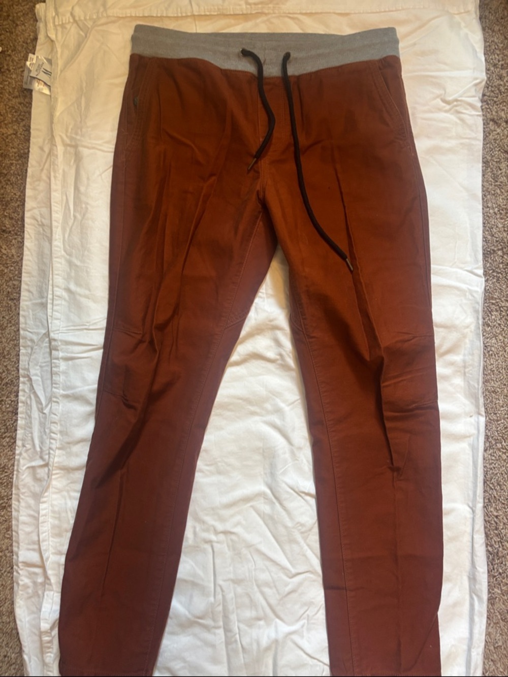 21men Rust Joggers with Gray Waistband and Black Drawstring